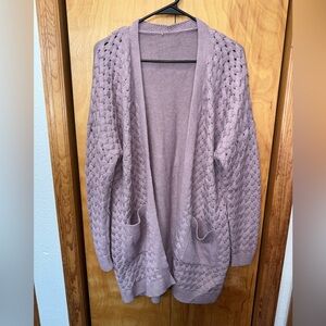 Women's Lavender Knit Cardigan Sweater